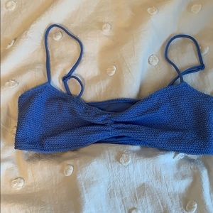 Blue scrunched bikini top